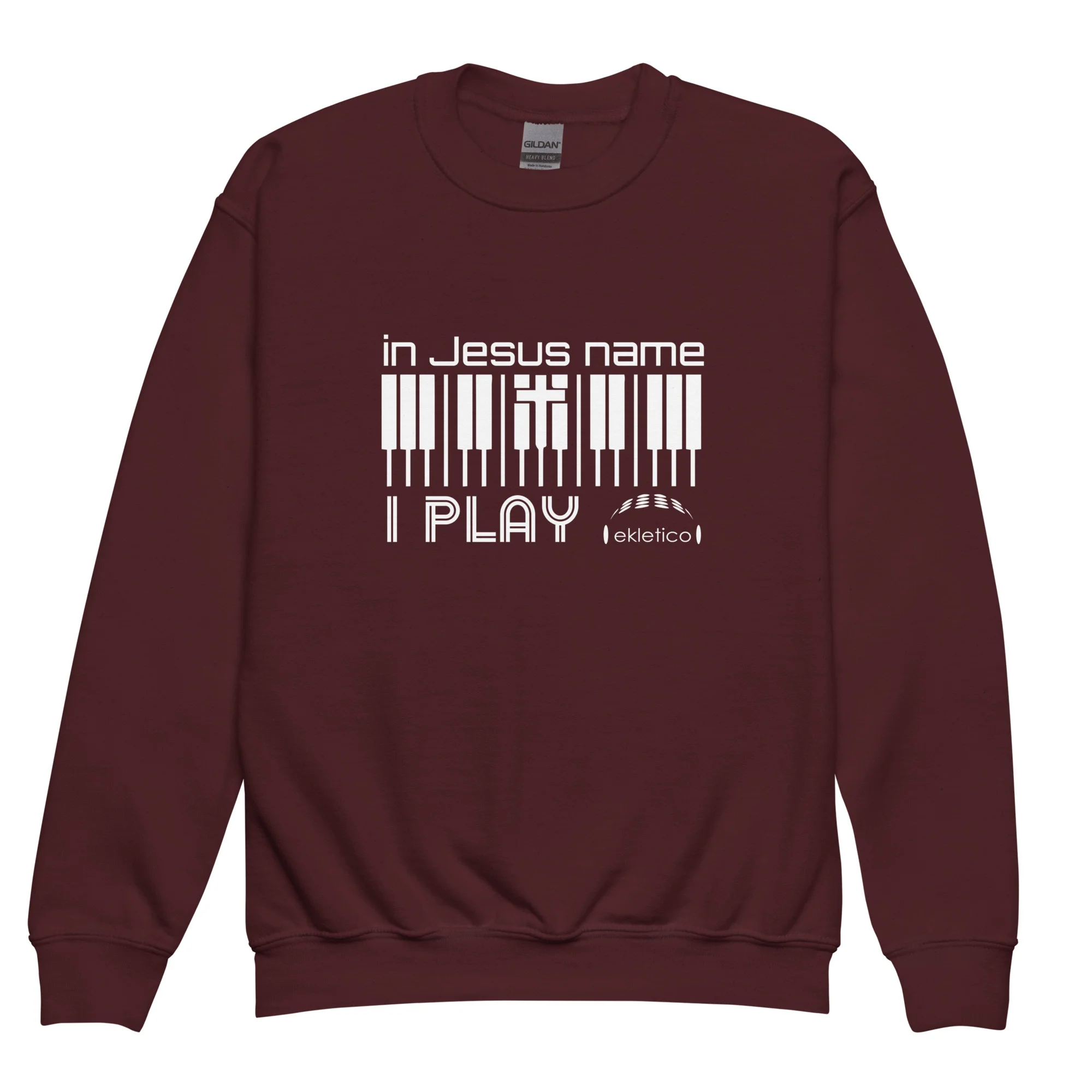 In Jesus Name I Play - Youth crewneck sweatshirt